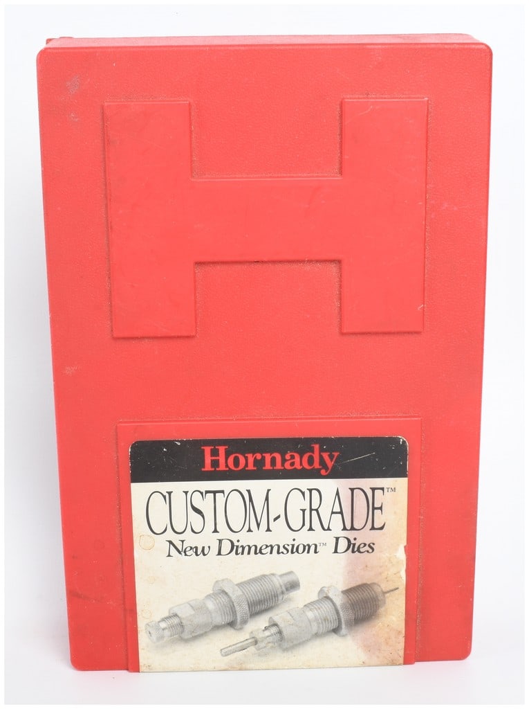 Hornady Custom-Grade New Dimension Three Die Reloading Set .458 Winchester Magnum: This Hornady Custom-Grade New Dimension three-die reloading set is designed for reloading .458 Winchester Magnum cartridges. The set includes a full-length sizing and decapping die, an expander die, a