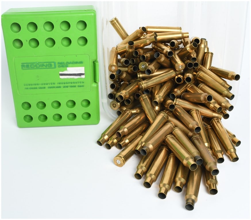 Redding Series B Full Length Die Set and Lot of 113 Empty Brass Casings .308 Norma Magnum (1 of 7)