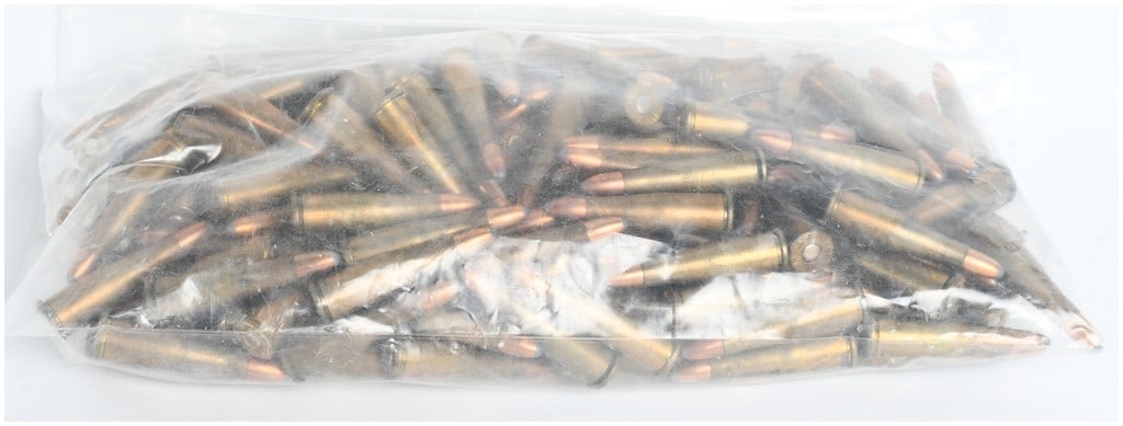A Lot of 200 Remington-Peters .22 Remington Jet Jacketed Soft Point Ammunition: This lot comprises a group of 200 loose .22 Remington Jet centerfire cartridges, a caliber originally designed for use in the Smith and Wesson Model 53 revolver. These rounds are characterized by thei