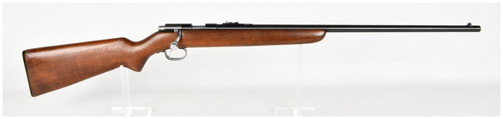 Winchester Model 47 Bolt Action Single Shot Rifle .22 S. L. OR L.R. with 25 Inch Barrel: This Winchester Model 47 is a bolt-action, single-shot rifle chambered for .22 Short, Long, or Long Rifle cartridges. Featuring a 25-inch round barrel with a blued finish, this model was designed as a