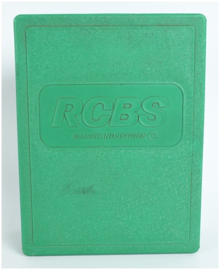 RCBS 2-Die Set .22 Hornet: This lot consists of a cased pair of RCBS reloading dies for the .22 Hornet caliber, featuring one full-length sizer die and one bullet seating die. The full-length sizer is equipped with a decapping 