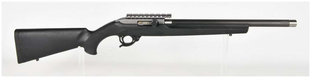 Magnum Research MLR-1722 Semi-Automatic Rifle .17 Mach II with 17 Inch Barrel: One Magnum Research Model MLR-1722 semi-automatic rifle chambered in .17 Mach II, designed for lightweight precision shooting. The firearm is outfitted with a 17-inch carbon fiber-wrapped barrel inclu