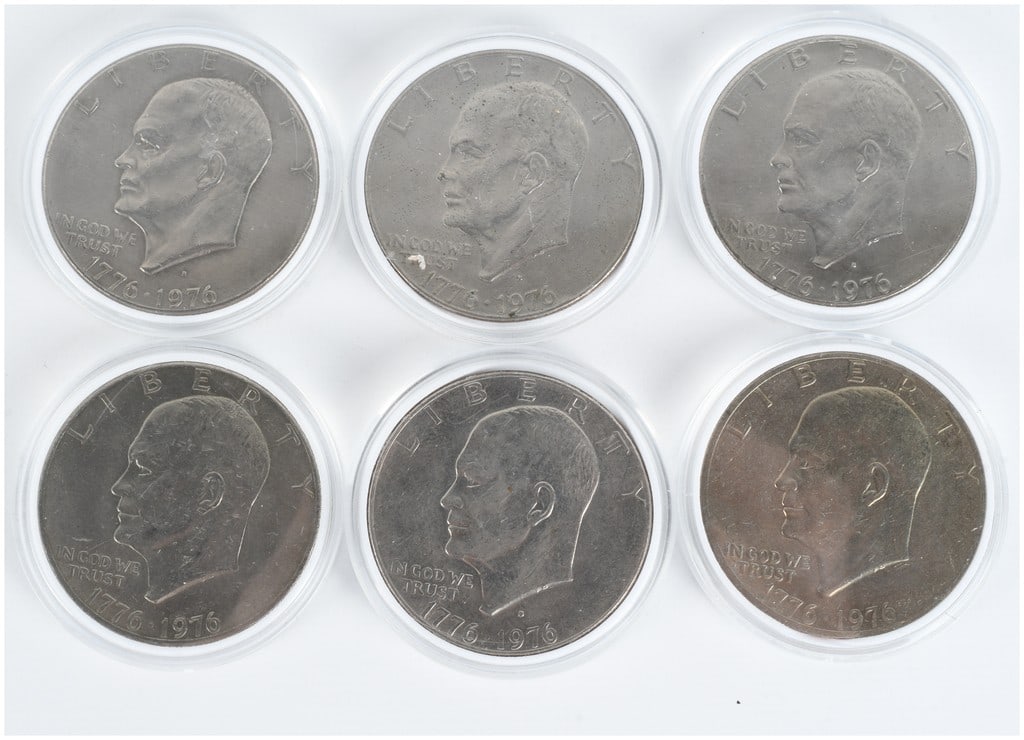 A Set of 6 US 1776-1976 D Bicentennial Eisenhower Dollars (1 of 10)