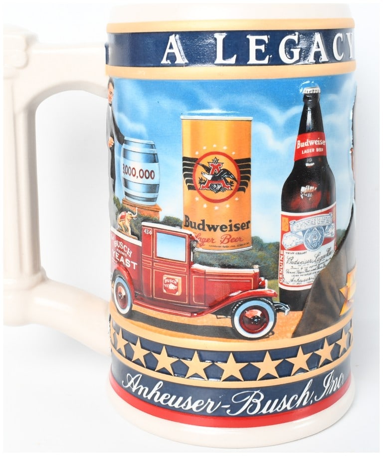 2003 Anheuser-Busch State Convention Stein Busch Family Series Adolphus Busch III: This commemorative ceramic beer stein was handcrafted by Ceramarte of Brazil for Anheuser-Busch, Inc. It is the third release in a series of six within the Busch Family Series, issued for the 2003 Sta