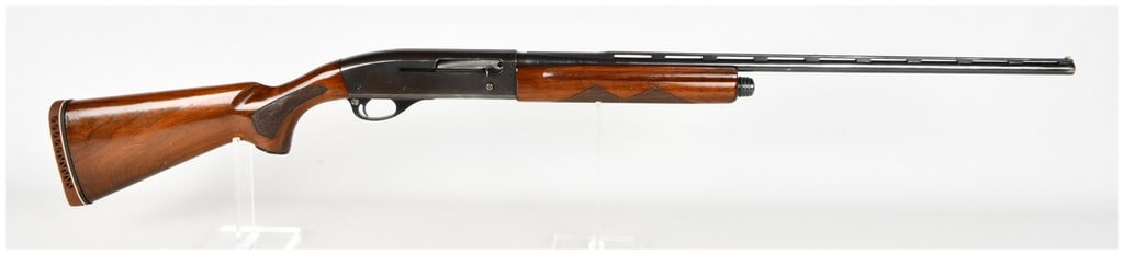 Remington Model 11-48 Semi-Automatic Shotgun .410 Gauge with Ventilated Rib Barrel: This Remington Model 11-48 is a semi-automatic shotgun chambered in .410 gauge and configured for skeet shooting with a ventilated rib barrel featuring a front and mid-bead sight. The firearm is const