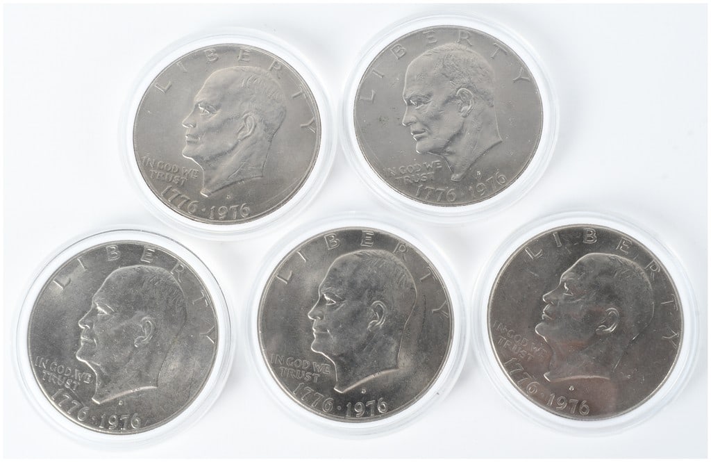 Five US 1776-1976 D Bicentennial Eisenhower Dollars (1 of 8)