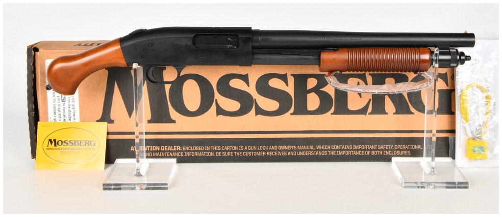 Mossberg Model 590 Nightstick Pump Action Firearm 12 Gauge with 14 Inch Barrel: This is a Mossberg Model 590 Nightstick pump-action firearm chambered for 12-gauge shells. The item features a 14-inch barrel with a cylinder bore and is capable of accepting both 2 3/4-inch and 3-inc