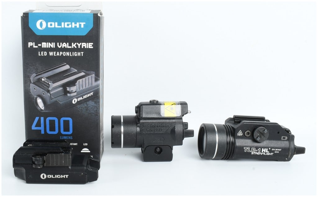 A Trio of Tactical Weapon Lights Including Olight PL-Mini Valkyrie, Streamlight TLR-4, and (1 of 11)