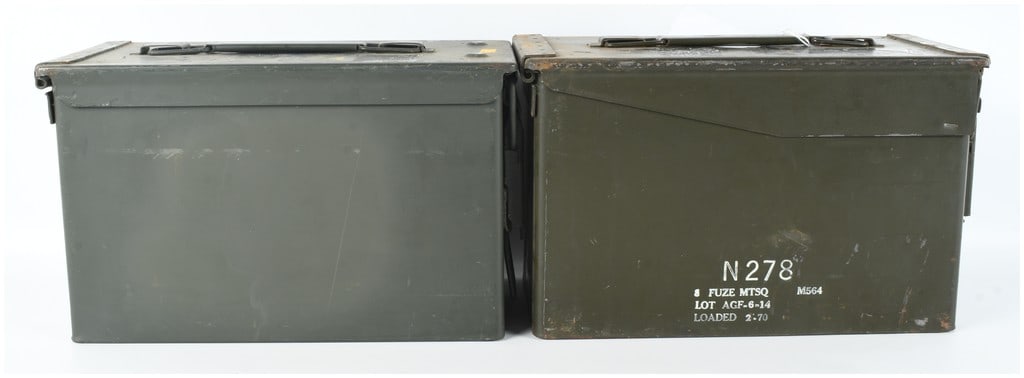 A Pair of US Military M2A1 Steel Ammunition Cans Dated 1970 (1 of 4)
