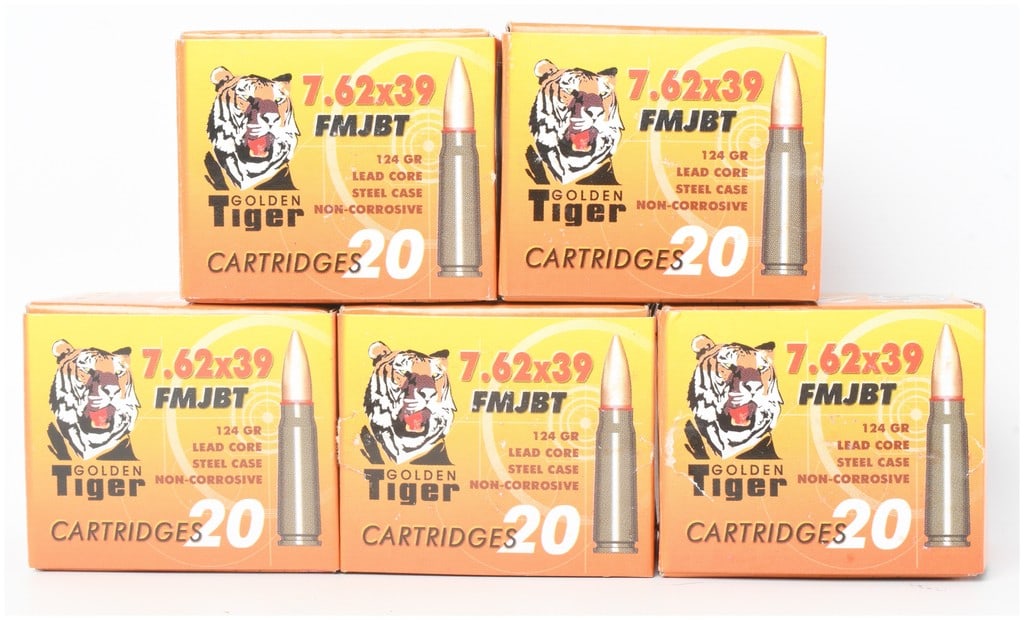 A Lot of 100 Rounds of Golden Tiger FMJBT Ammunition 7.62x39mm (1 of 3)