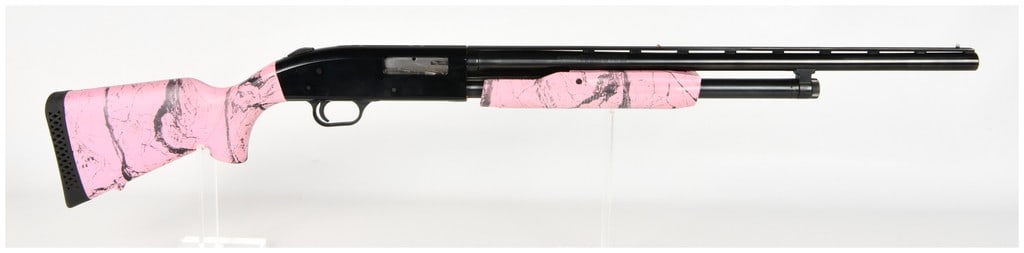 Mossberg Model 500C Pump Action Shotgun 20 Gauge with 22 Inch Barrel: This Mossberg Model 500C is a pump action shotgun chambered for 20 gauge shells, suitable for various field and sporting applications. The firearm features a 22 inch blued barrel with a ventilated rib