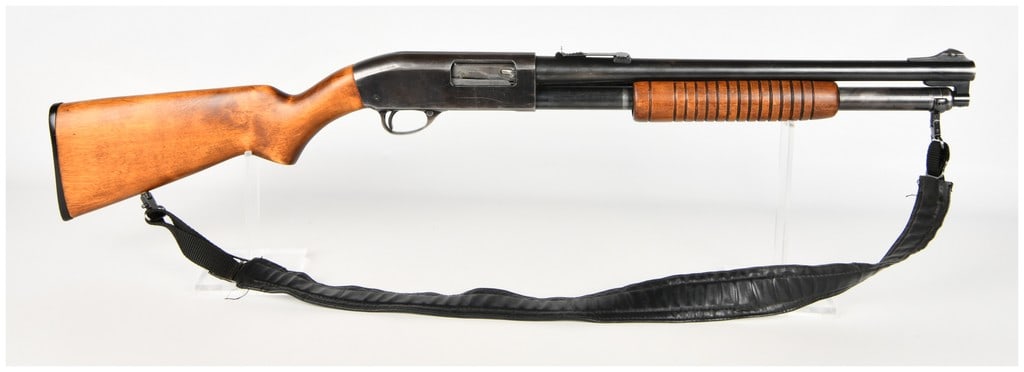 High Standard Model K-120 Riot 18-7 RS Pump Action Shotgun 12 Gauge with 18 Inch Barrel: This is a single High Standard Model K-120 Riot 18-7 RS pump-action shotgun chambered for 12-gauge 2-3/4 inch shells. Designed for law enforcement and defensive utility, it features an 18 inch blued