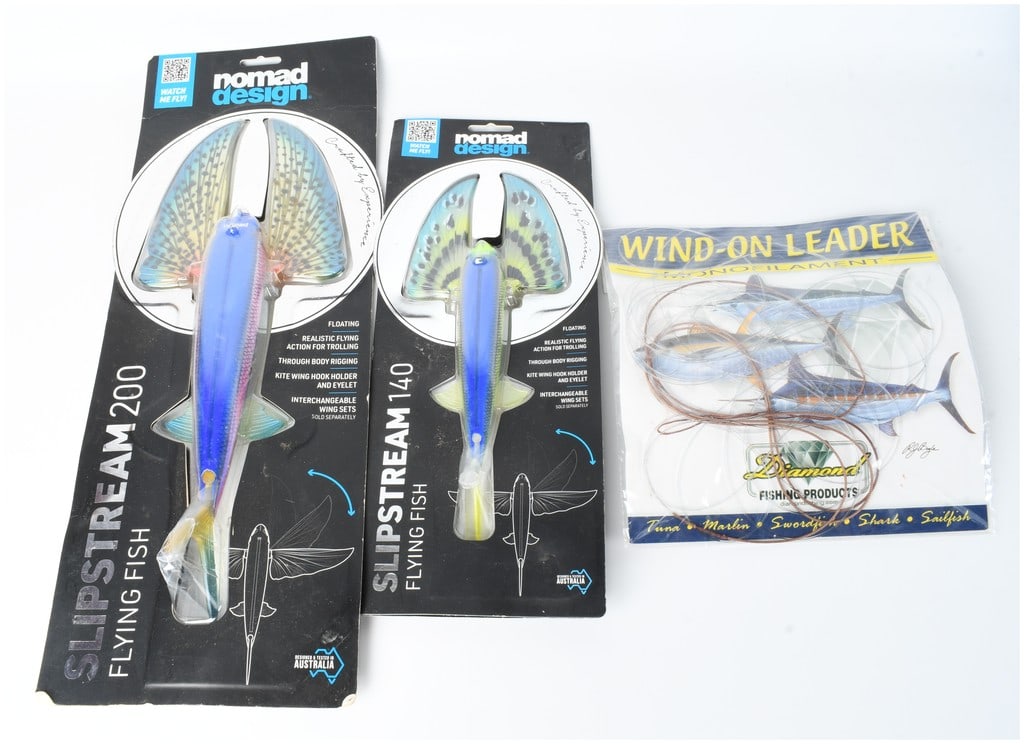 Three Pieces of Offshore Fishing Tackle Including Nomad Design Slipstream Flying Fish Lures and (1 of 8)