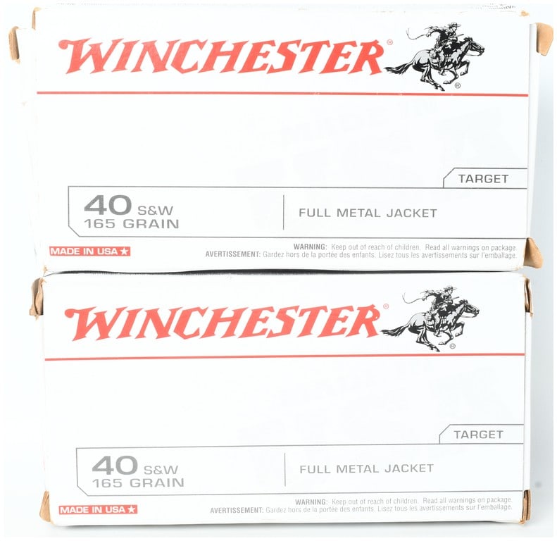 A Lot of 100 Rounds of Winchester Target Full Metal Jacket Ammunition .40 S&W (1 of 3)