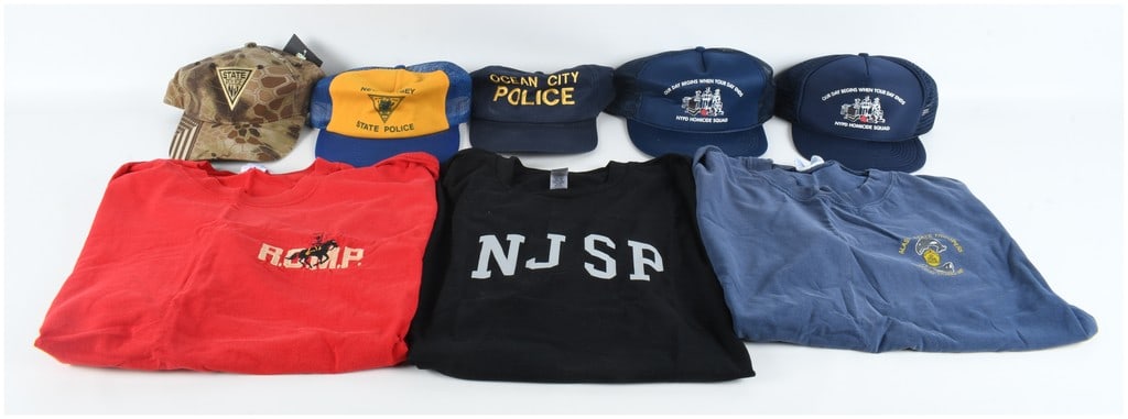 A Lot of 8 Law Enforcement Themed T-Shirts and Baseball Hats (1 of 9)