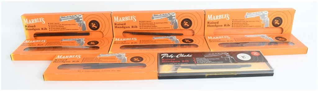 Eight Vintage Marble Arms and Poly-Choke Raised Handgun Rib Kits for Ruger Security Six (1 of 7)