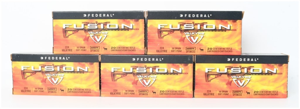 A Lot of 100 Rounds of Federal Fusion Centerfire Rifle Ammunition .224 Valkyrie (1 of 3)