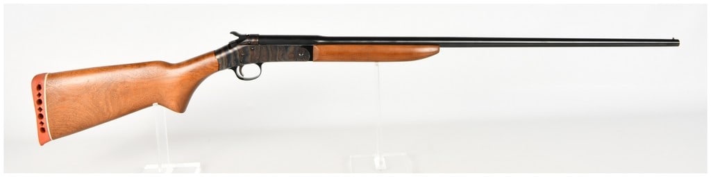 Harrington & Richardson Topper Model 158 Single-Shot Shotgun .410 Gauge with 28 Inch Barrel: This is a single-shot, break-action shotgun chambered for .410 gauge 3-inch shells, designed as a reliable utility firearm. It features a 28-inch blued steel barrel with a full choke and a single bras