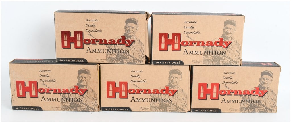 A Lot of 100 Rounds of Hornady Custom Ammunition 6.8mm SPC with 120 Grain SST Bullets: This lot consists of a total of 100 rounds of centerfire rifle ammunition from the Hornady Custom product line, chambered in 6.8mm SPC. The ammunition is loaded with 120-grain SST (Super Shock Tip) pr