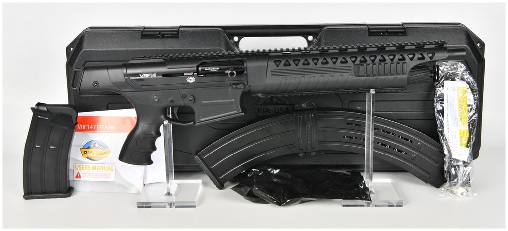 Rock Island Armory VRF14 Semi-Automatic Firearm 12 Gauge with 14 Inch Barrel: This Rock Island Armory VRF14 is a magazine-fed semi-automatic 12-gauge firearm designed for tactical utility, featuring a 14-inch barrel chambered for 3-inch shells. The configuration includes a matt