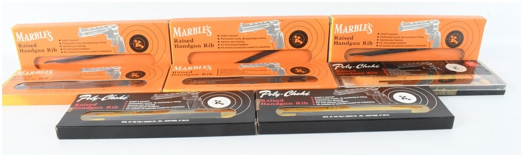 Eight Vintage Marble's and Poly-Choke Raised Handgun Ribs for Ruger Security Six (1 of 7)
