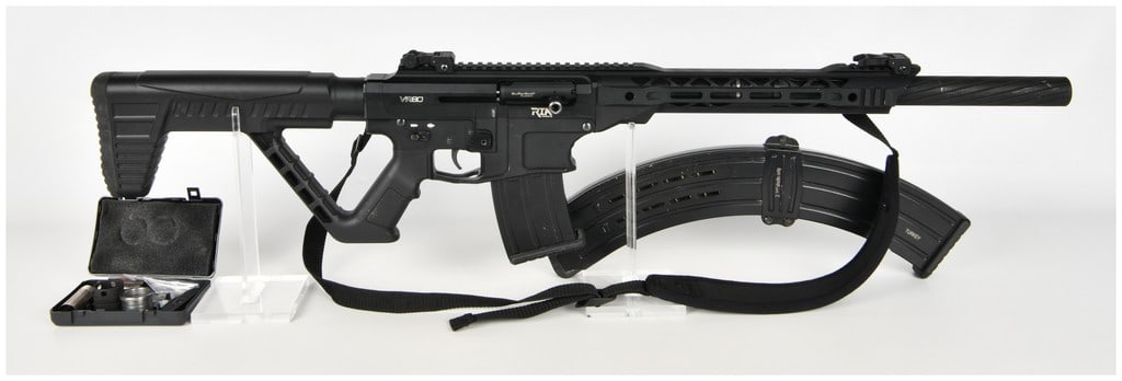 RIA Imports VR80 Semi-Automatic Shotgun 12 Gauge with 19 Inch Barrel: This RIA Imports VR80 is a semi-automatic, magazine-fed shotgun chambered for 12-gauge shells with a 3-inch chamber, designed for versatile sporting and tactical configurations. It features a 19-inch 