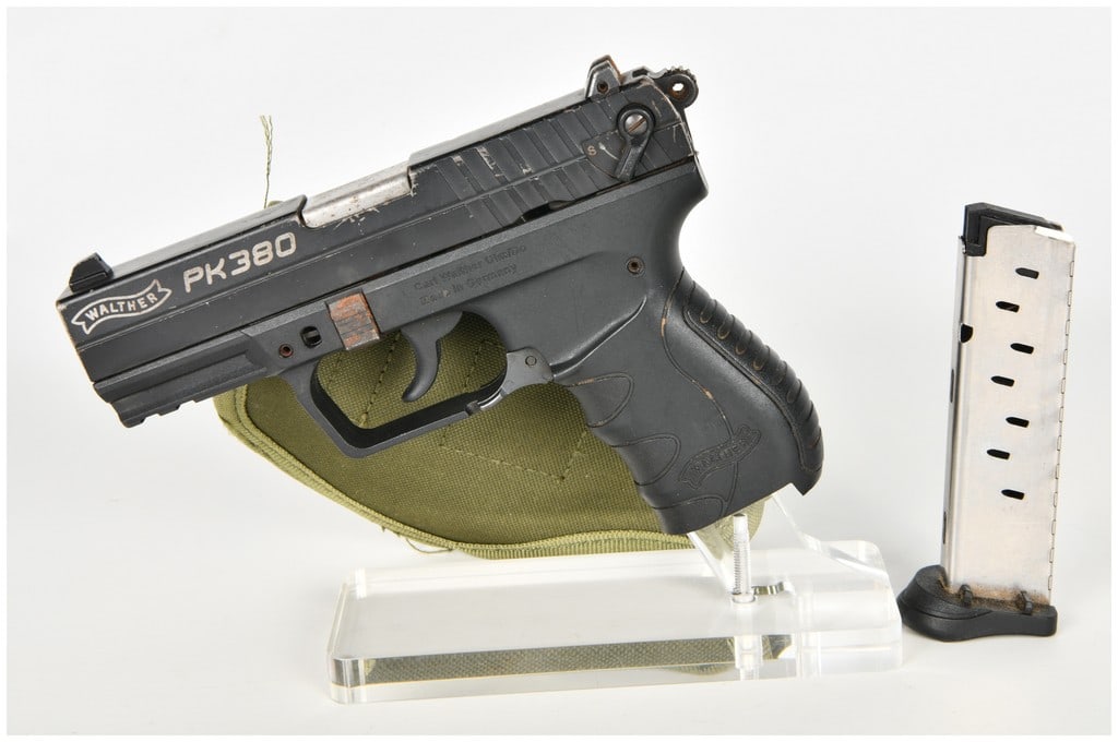 Walther PK380 Semi-Automatic Pistol .380 Auto with 3.66 Inch Barrel: This Walther PK380 is a compact, hammer-fired semi-automatic pistol chambered in .380 Auto, designed for concealed carry and personal defense. It features a black finish on its steel slide and a light