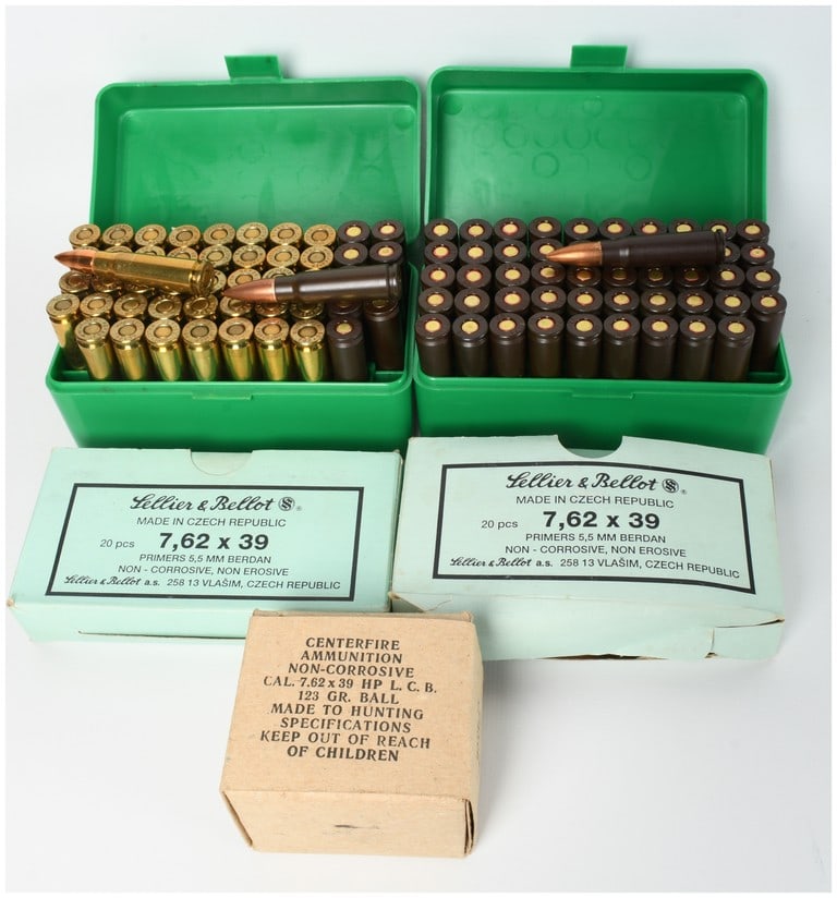 A Lot of 160 Rounds of Winchester and Sellier and Bellot 7.62 x 39mm Ammunition (1 of 5)