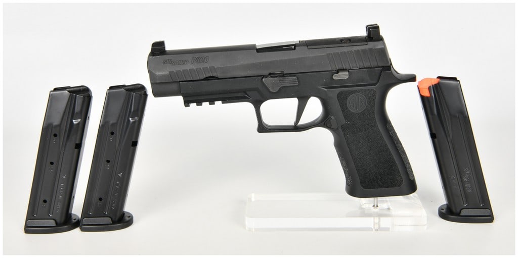 Sig Sauer P320 Semi-Automatic Pistol 9mm Luger with 4.7 Inch Barrel: This Sig Sauer P320 is a striker-fired semi-automatic pistol chambered in 9mm Luger, designed as a modular handgun for duty or sporting use. It features a 4.7 inch barrel and a black finished, optics-