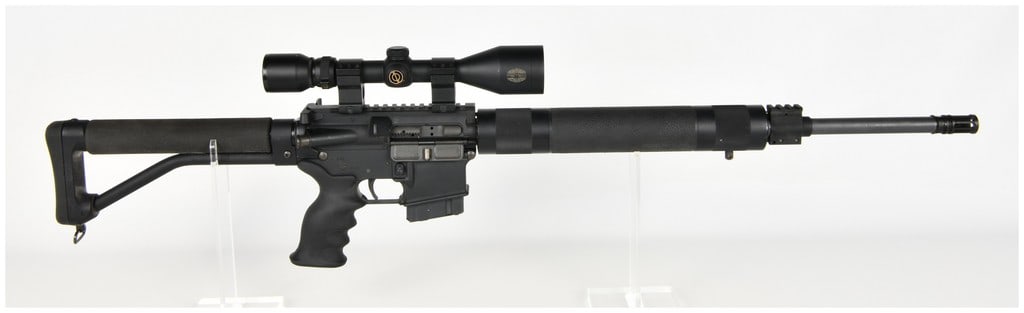 Stag Arms Model Stag-6.8 Semi-Automatic Rifle 6.8mm SPC with 20 Inch Barrel: This Stag Arms Model Stag-6.8 is a semi-automatic rifle chambered in 6.8mm Remington SPC (Special Purpose Cartridge). The rifle is configured with a 20-inch barrel featuring a 1/11 twist rate, capped 