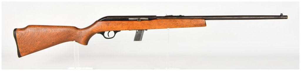 Sears Roebuck and Co. Model 6C Semi-Automatic Rifle .22 L.R. with 20 Inch Barrel: This Sears Roebuck and Co. Model 6C is a semi-automatic rifle chambered for .22 L.R. only, produced in Canada and based on the reliable Cooey Model 64 action. The rifle features a 20-inch blued steel 