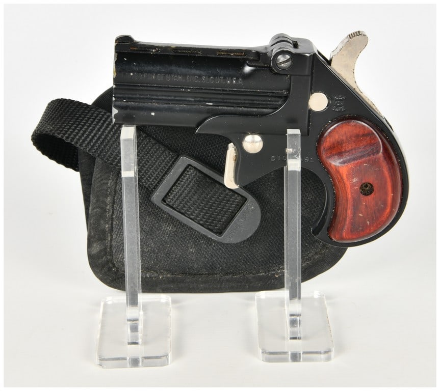 Cobra Enterprises of Utah, Inc. Model CB38 Single-Action Break-Open Over/Under Derringer .38 Special: This lot features one Cobra Enterprises of Utah, Inc. Model CB38 single-action, break-open over/under derringer chambered in .38 Special. Designed for concealed carry, this compact handgun is equipped