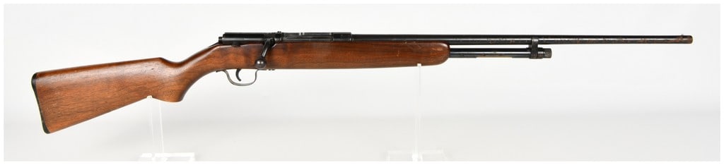 J.C. Higgins Model 101.25 Bolt Action Shotgun .410 Bore with 24 Inch Barrel: This is a single bolt action shotgun manufactured for Sears, Roebuck and Company under the J.C. Higgins brand, specifically the Model 101.25. Chambered for .410 bore, the firearm features a 24-inch ba