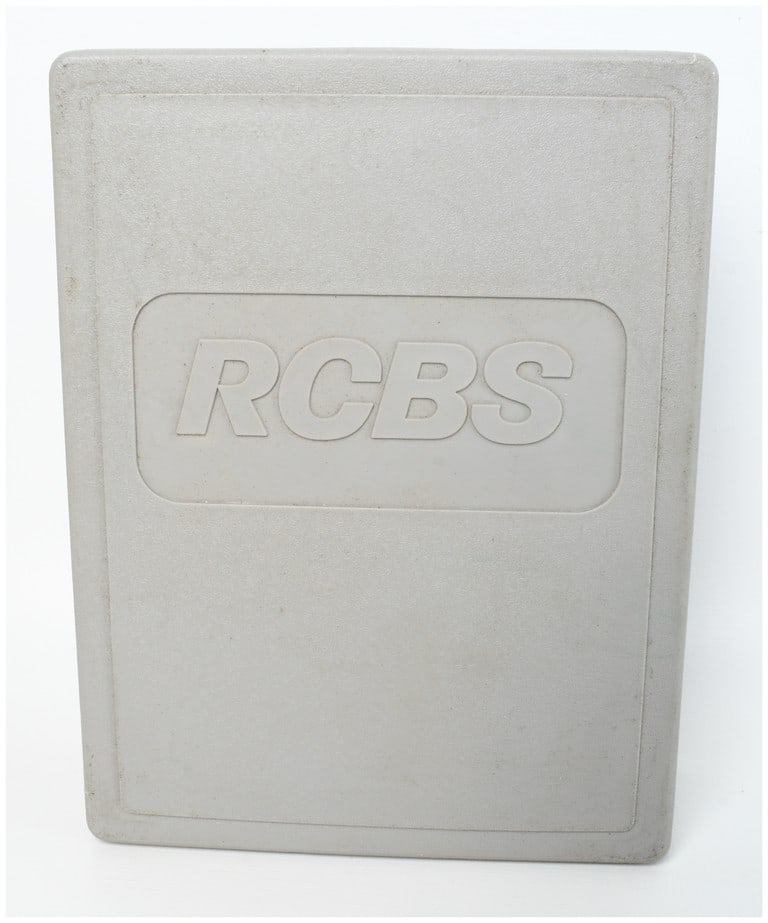 RCBS 3-Die Carbide Taper Crimp Set for .38 Super and .38 ACP: This RCBS 3-die carbide taper crimp set, part number 20215, is designed for reloading .38 Super and .38 ACP cartridges. The 1 die set is contained within a gray plastic storage case that bears a facto