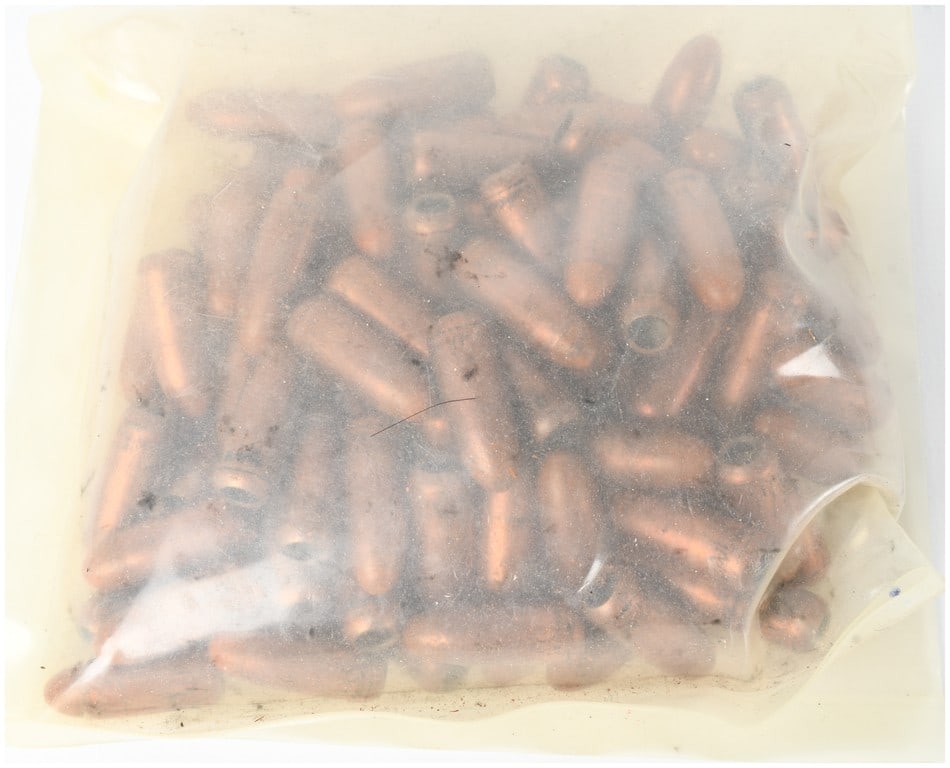 A Lot of 100 Copper-Jacketed Round-Nose Bullet Projectiles (1 of 2)