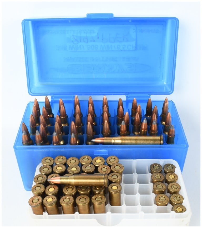 A Lot of 83 Winchester and Remington .218 Bee and .219 Zipper Rounds and Casings: This lot consists of a collection of centerfire rifle ammunition and once-fired brass totaling 83 pieces, comprised of 74 rounds and 9 empty casings. Based on provided data, the lot includes 30 rounds
