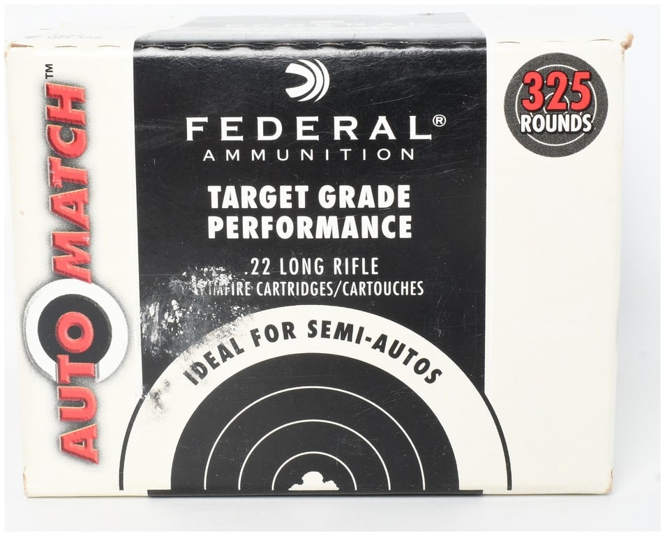 Federal AutoMatch Target Grade Performance .22 Long Rifle Ammunition 325 Rounds: This lot consists of a bulk pack of Federal Ammunition AutoMatch Target Grade Performance .22 Long Rifle rimfire ammunition containing 325 rounds. These cartridges are designed for optimal cycling in 