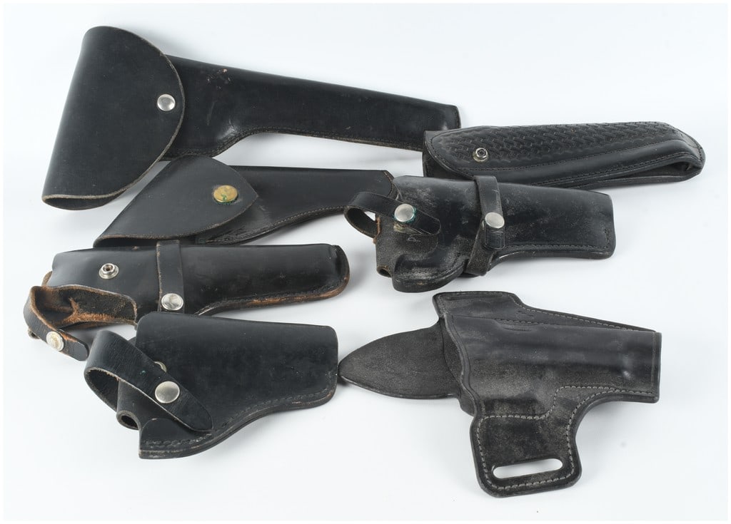 A Collection of 7 Vintage and Modern Black Leather Gun Holsters Including Bucheimer Heiser and (1 of 12)