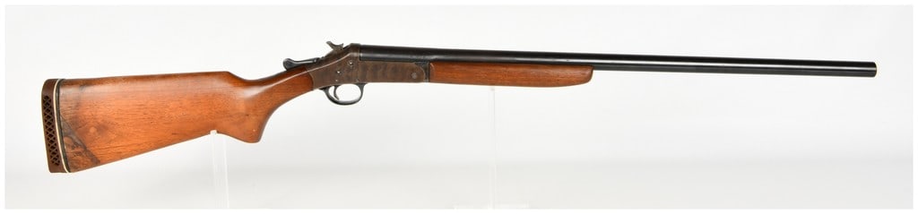 Harrington & Richardson Topper M48 Single Shot Shotgun 16 Gauge with 26 Inch Barrel: This is a single Harrington & Richardson Topper M48 single-shot break-action shotgun chambered in 16 gauge. It is configured with a 26 inch barrel bored with a fixed choke. The metal surfaces consist 