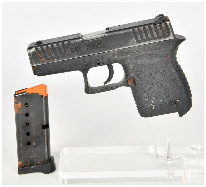 Diamondback DB9 Semi-Automatic Pistol 9x19mm with 3 Inch Barrel: This Diamondback Firearms DB9 is a sub-compact semi-automatic pistol chambered in 9x19mm, specifically designed for deep concealment. The firearm features a 3-inch barrel housed within a steel slide a
