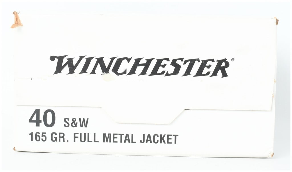Winchester USA Ammunition .40 S&W A Lot of 100: A lot of centerfire handgun ammunition manufactured by Winchester as part of the USA product line. This ammunition is chambered in .40 S&W and utilizes a 165 grain full metal jacket projectile, specif