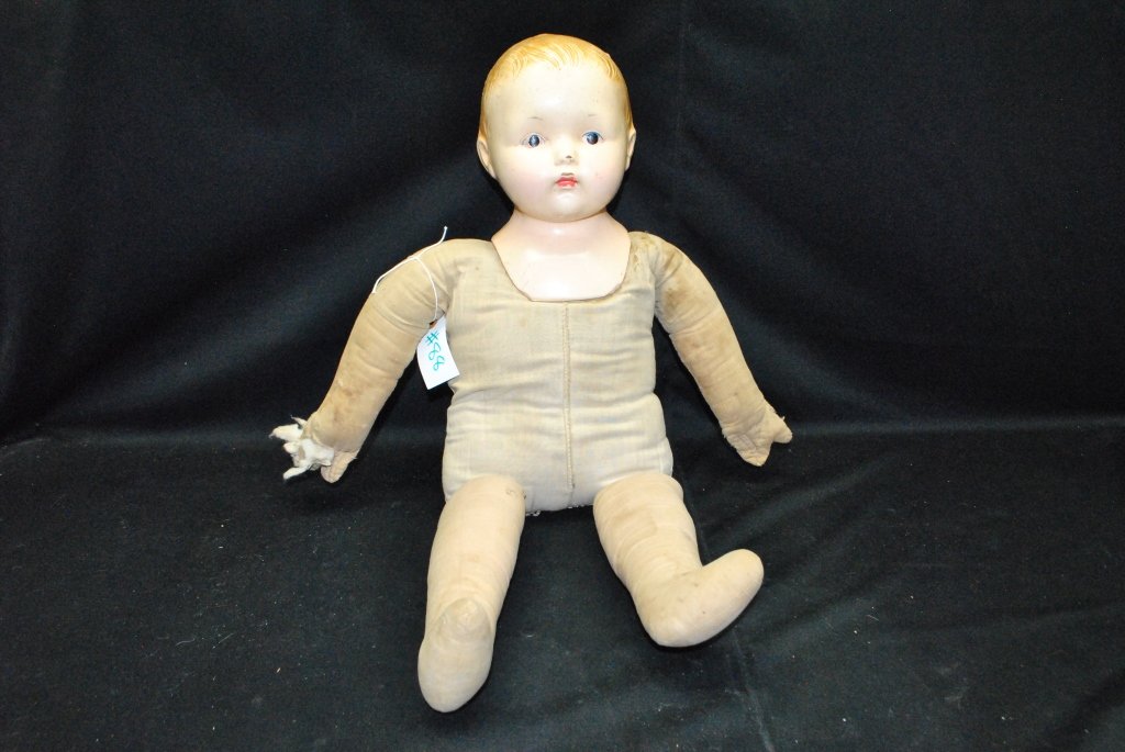 EFFANBEE 25" COMPOSITION & CLOTH doll: this very old doll needs some repairs