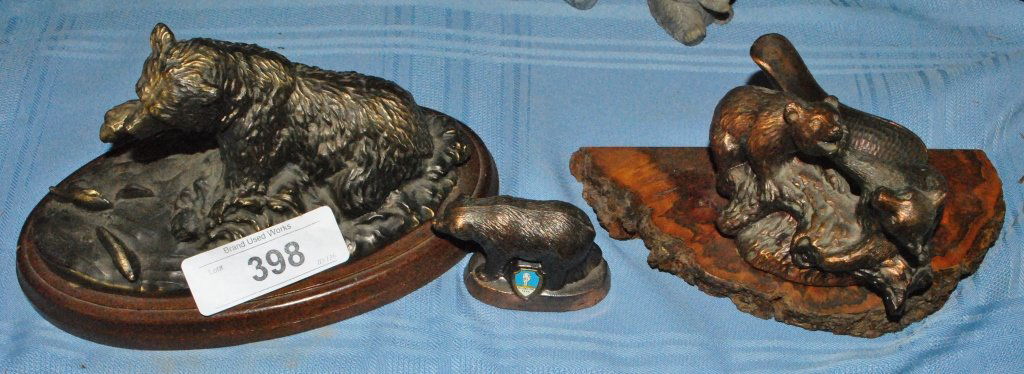 LOT OF 3 BRONZE BEAR STATUES (1 of 5)