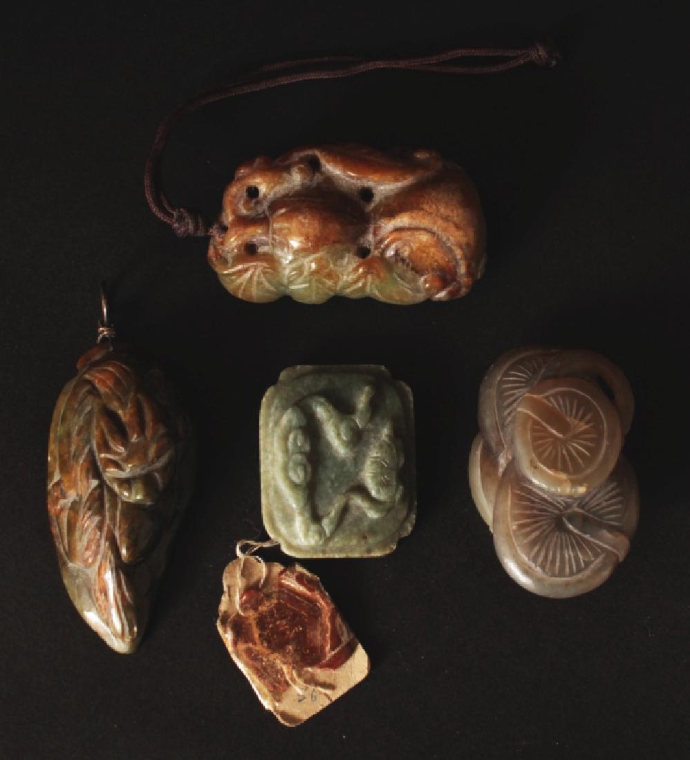 ANOTHER GROUP OF FOUR VARIOUS CHINESE JADE CARVINGS, (1 of 2)