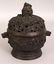 A CHINESE CIRCULAR BRONZE CENSER & COVER, weighing - 3