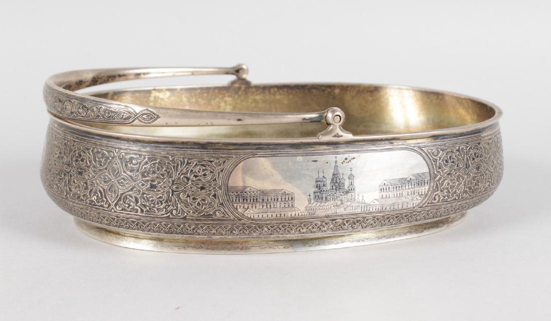 A VERY GOOD RUSSIAN NIELLO OVAL FRUIT BASKET with swing (1 of 8)