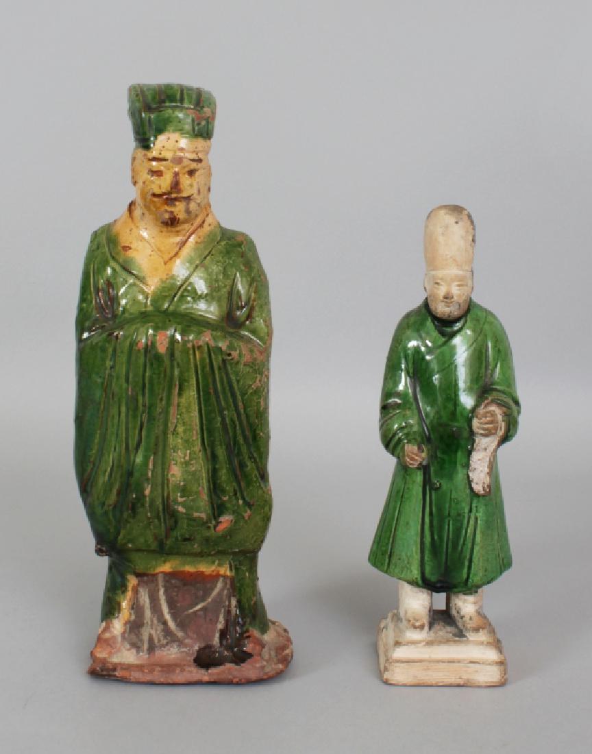TWO CHINESE MING DYNASTY POTTERY TOMB FIGURES, each (1 of 9)