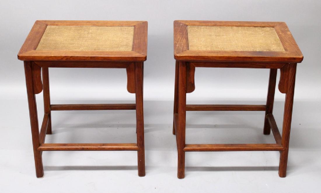 A GOOD PAIR OF 18TH/19TH CENTURY CHINESE HARDWOOD LOW (1 of 5)