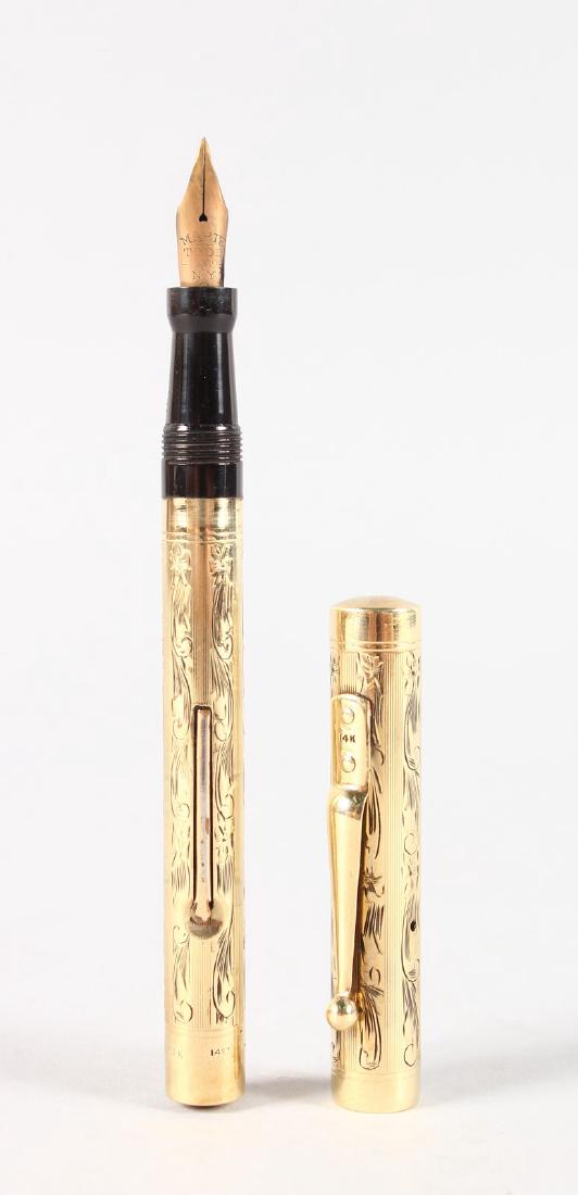 A MABIE & TODD, NEW YORK 14K GOLD FOUNTAIN PEN.: A MABIE & TODD, NEW YORK 14K GOLD FOUNTAIN PEN.