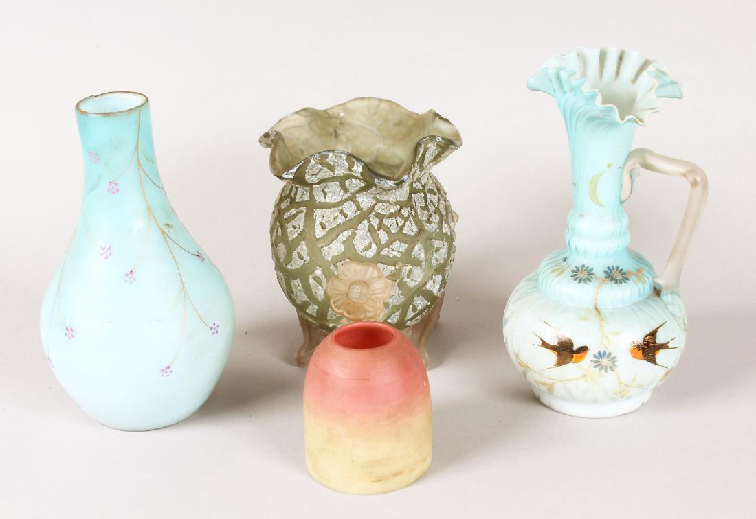 A BURMESE GLASS LIGHT BOWL, 2.75ins high, and THREE (1 of 1)